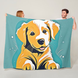 Niedliches Design der Puppy Art Fleecedecke