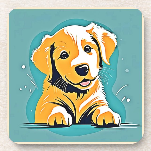 Niedliches Design der Puppy Art Getränkeuntersetzer (Vorderseite)