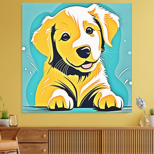Niedliches Design der Puppy Art Leinwanddruck (Insitu (Wohnzimmer))