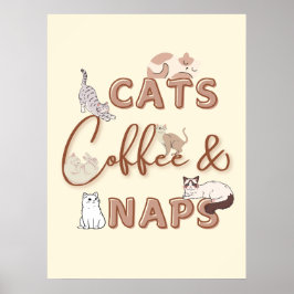 Niedliches Design für Katzen und Kaffeeliebhaber Poster