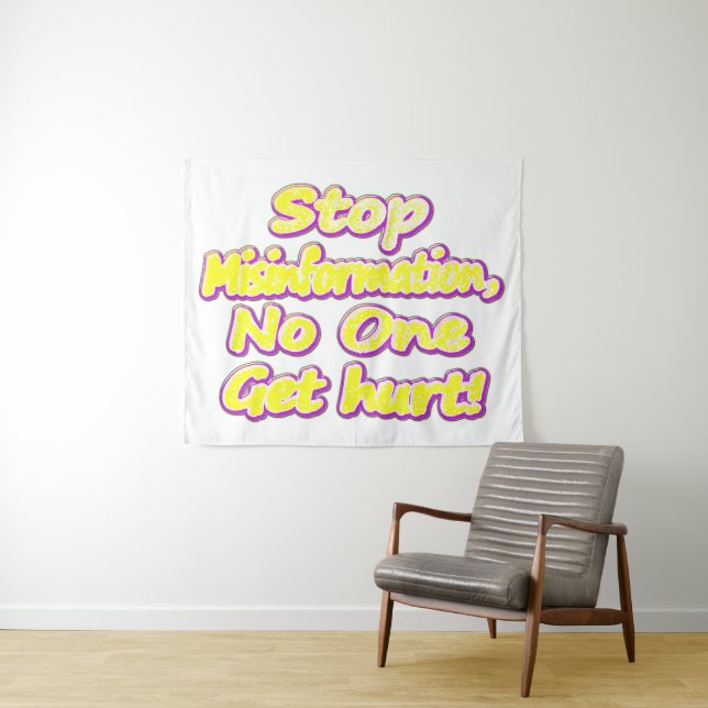niedliches Design mit "Stopp Misinformation". Jetz Wandteppich (Beispiel (Horizontal))