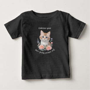 Niedliches Design von Cat Floral Motivierend Baby T-shirt