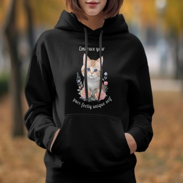 Niedliches Design von Cat Floral Motivierend Hoodie (Von Creator hochgeladen)