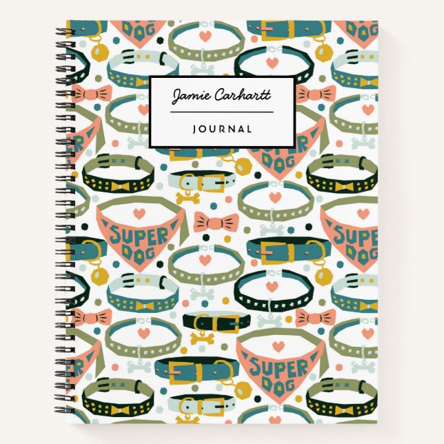 Niedliches Designer-Hundehalsband benutzerdefinier Notizbuch (Vorderseite)