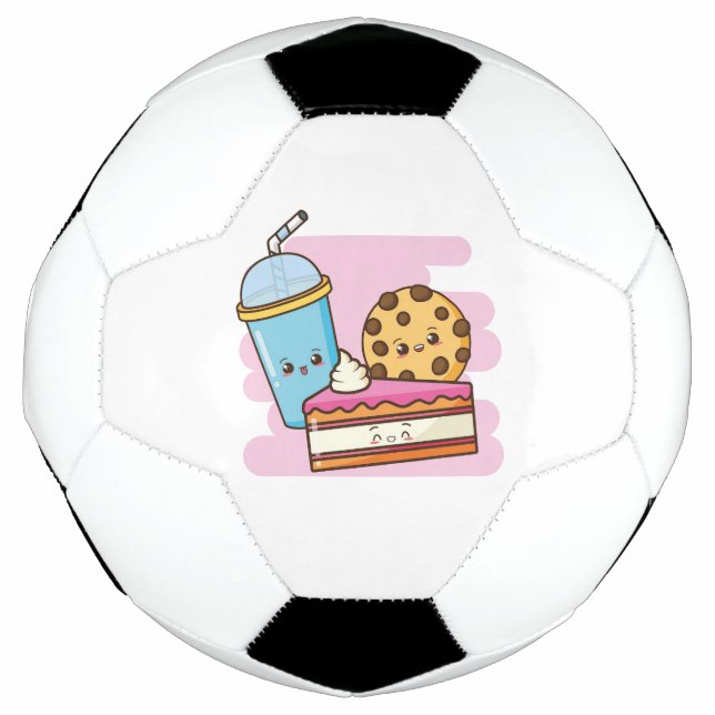Niedliches Dessert Trio - Kuchen, Cookie und Trink Fußball (Vorderseite)