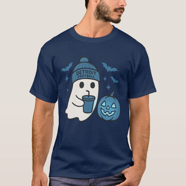 Niedliches Detroit Football Ghosts Halloween T-Shirt (Vorderseite)