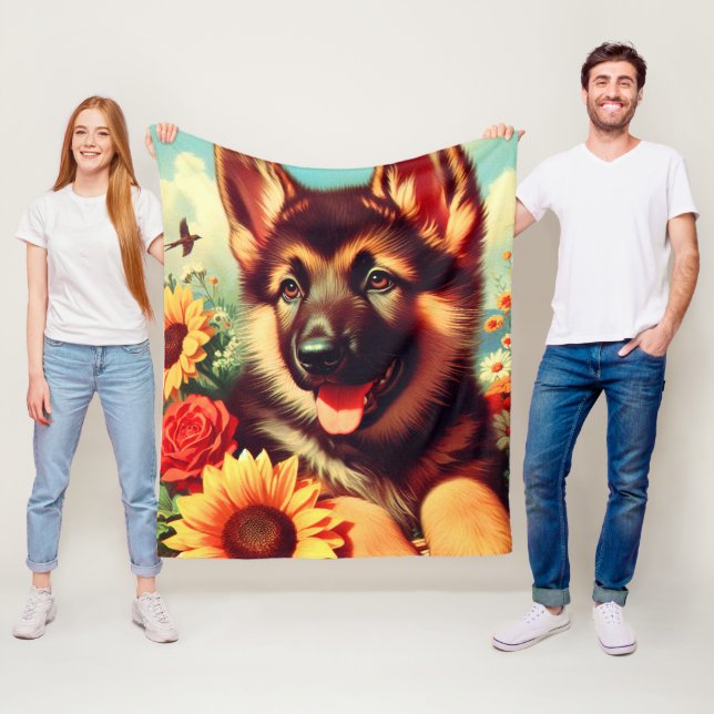 Niedliches deutsches Shepherd-Welpenbild Fleecedecke (Beispiel)