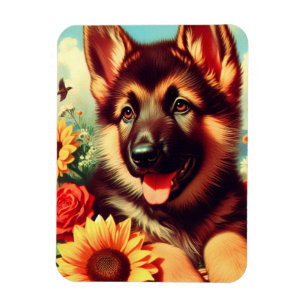 Niedliches deutsches Shepherd-Welpenbild Magnet