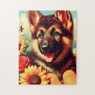 Niedliches deutsches Shepherd-Welpenbild Puzzle