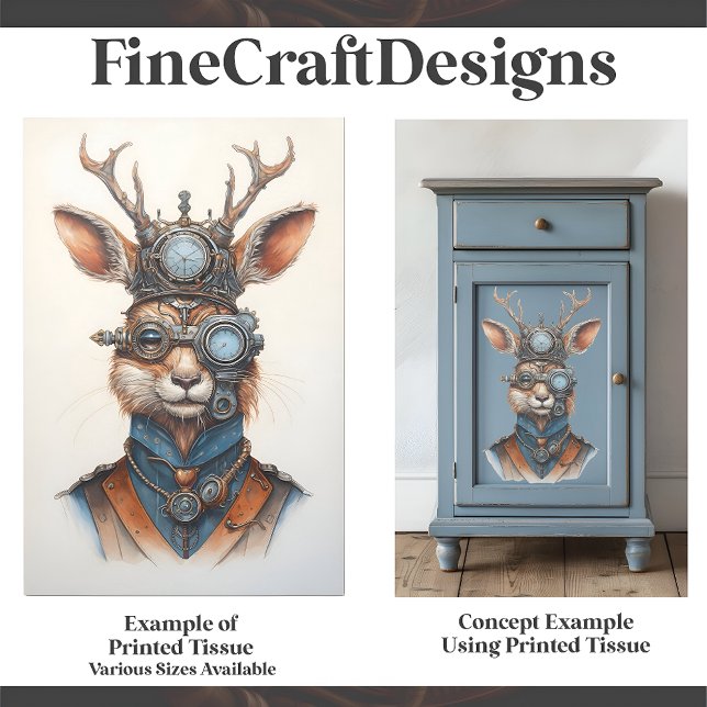 Niedliches digitales Steampunk-Reindebild D6 Decou Seidenpapier (Von Creator hochgeladen)