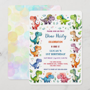 Niedliches DIno Baby Dinosaurier 1. Geburtstag Par Save The Date