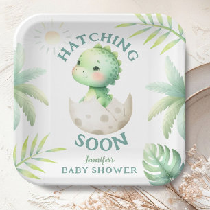 Niedliches Dino Gender Neutral Dinosaur Babydusche Pappteller