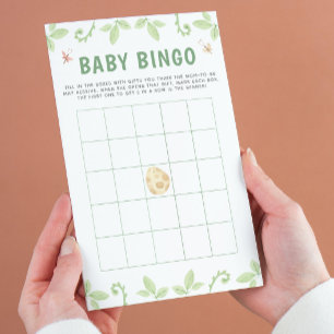 Niedliches Dinosaur Baby Dusche Green Bingo Spiel Flyer