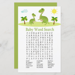 Niedliches Dinosaur Baby Dusche Word Search Game