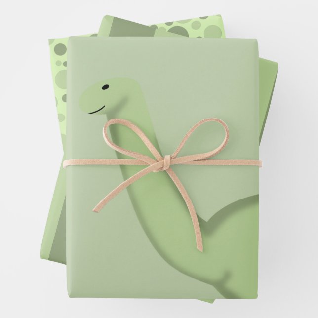 Niedliches Dinosaur Baby Duschgeschenk Packpapier Geschenkpapier Set (Beispiel)