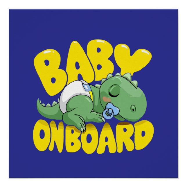 Niedliches Dinosaurier Baby an Bord Auto Decal | S Poster (Vorderseite)