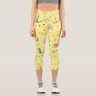 Niedliches Dinosaurier-Cartoon Capri Leggings