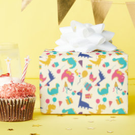 Niedliches Dinosaurier Drei-Rex-Kindergeburtstag-M Geschenkpapier