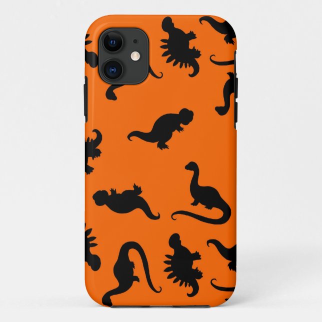 Niedliches Dinosaurier-Muster in Orange Case-Mate iPhone Hülle (Rückseite)