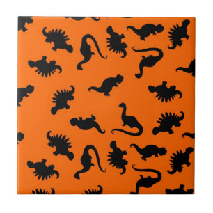 Niedliches Dinosaurier-Muster in Orange Fliese