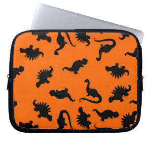 Niedliches Dinosaurier-Muster in Orange Laptopschutzhülle
