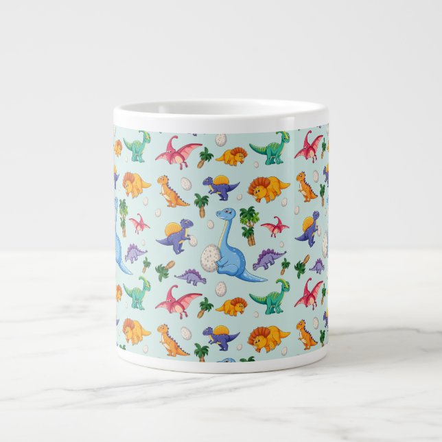 Niedliches Dinosaurier-Muster Jumbo-Tasse (Vorderseite)
