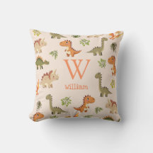 Niedliches Dinosaurier Muster Monogram Name Kinder