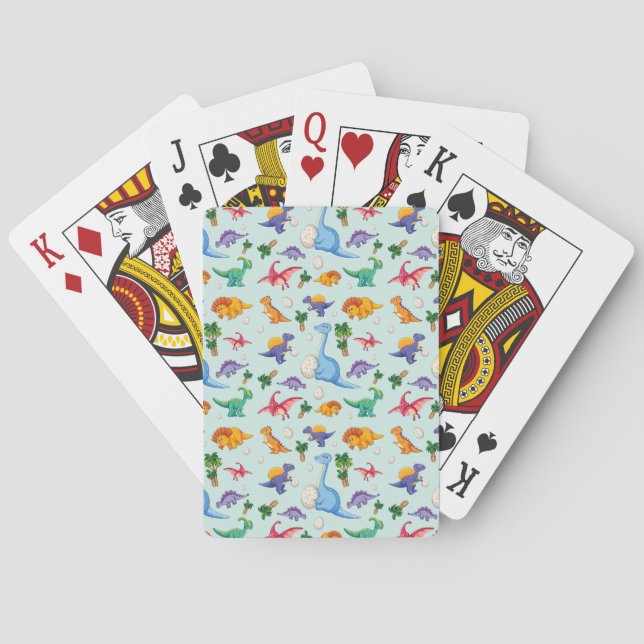 Niedliches Dinosaurier-Muster Spielkarten (Rückseite)