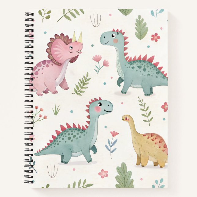 Niedliches Dinosaurier-Notebook für Kinder Notizbuch (Vorderseite)