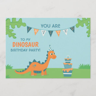 Niedliches Dinosaurier Party Geburtstagskuchen Car Einladung