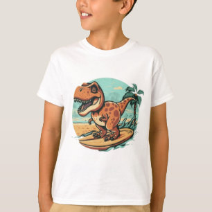 Niedliches Dinosaurier-Trex-Surfen T-Shirt