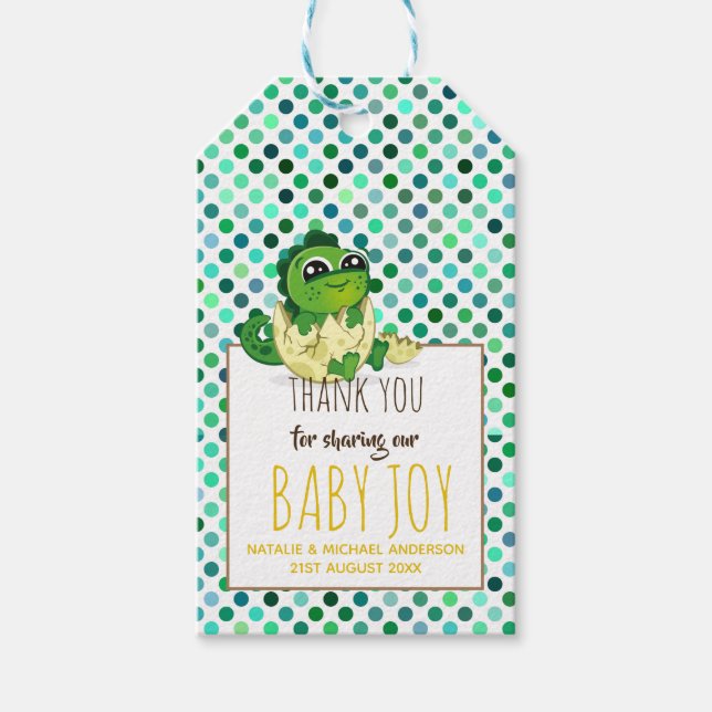Niedliches Dinsoaur Hatching Ei Baby Shower Boy Gi Geschenkanhänger (Vorderseite)