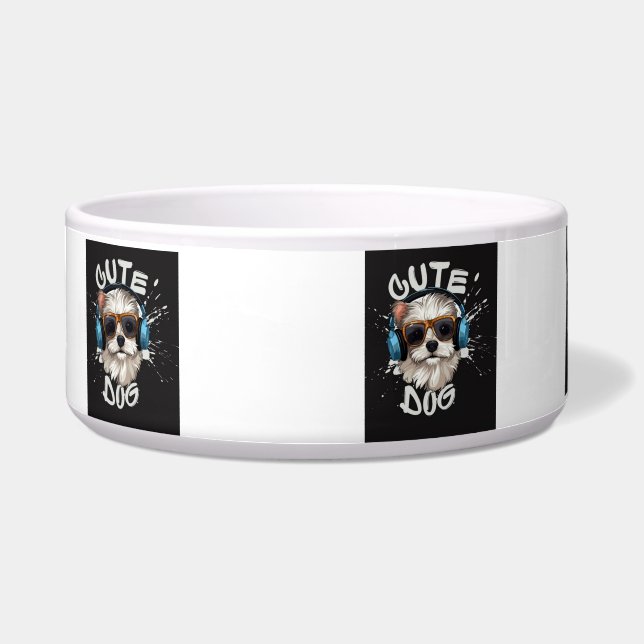 NIEDLICHES DOG-BILD, Keramik Pet Bowl, Napf (Vorderseite)