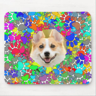Niedliches Dog Picture Paw Druckmuster Mousepad