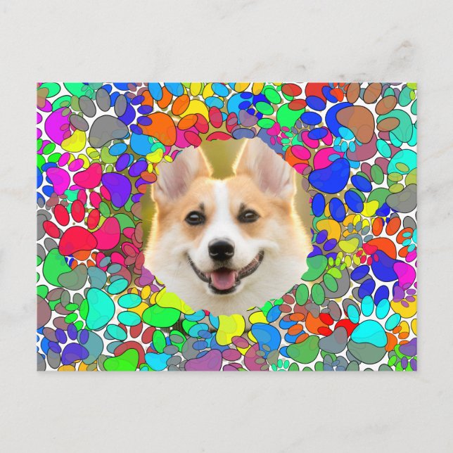 Niedliches Dog Picture Paw Druckmuster Postkarte (Vorderseite)