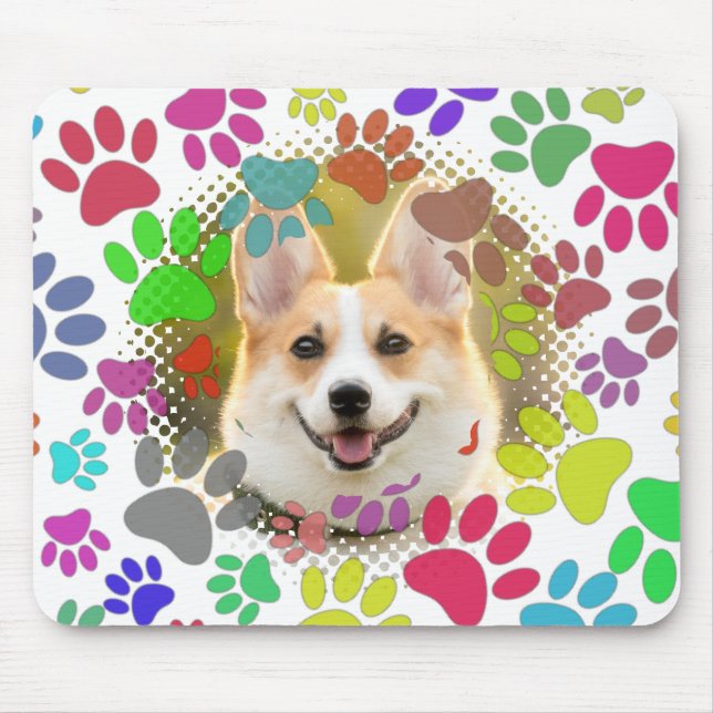 Niedliches Dog Picture Paw Muster Mousepad (Vorne)