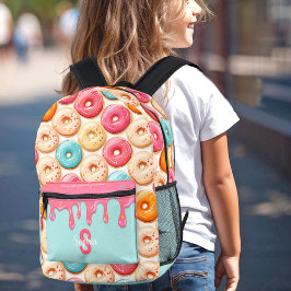 Niedliches Donut-Muster Dripping Sweet Pink Monogr Bedruckter Rucksack