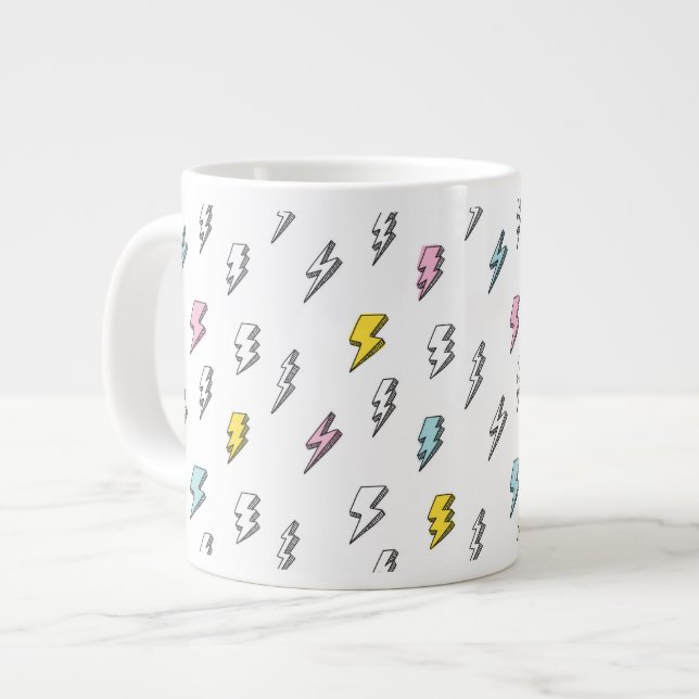 Niedliches Doodle-Blitzmuster Jumbo-Tasse (Vorderseite Links)