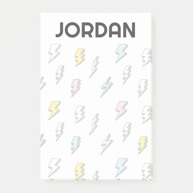 Niedliches Doodle-Blitzmuster Post-it Klebezettel (Vorderseite)