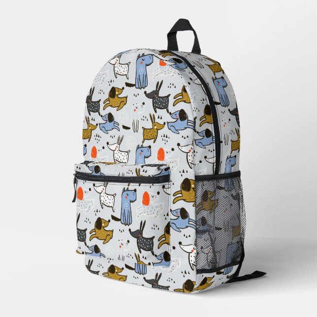 Niedliches Doodle-Dog-Muster Bedruckter Rucksack (Rückseitige Ecke Rechts)