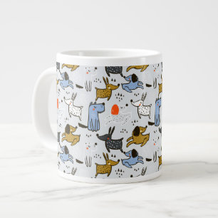 Niedliches Doodle-Dog-Muster Jumbo-Tasse