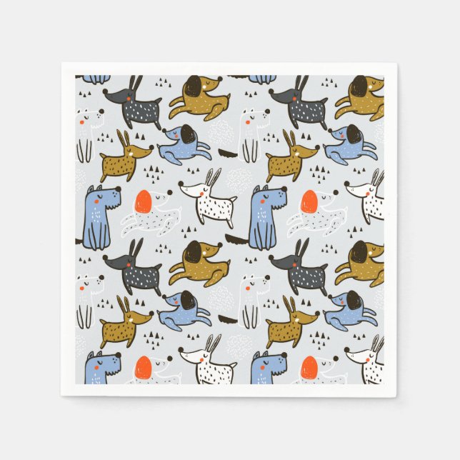 Niedliches Doodle-Dog-Muster Serviette (Vorderseite)