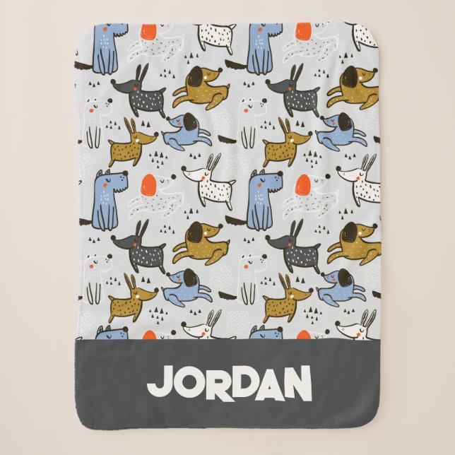 Niedliches Doodle-Dog-Muster Sherpadecke (Vorderseite)