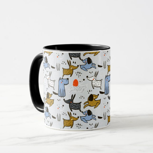 Niedliches Doodle-Dog-Muster Tasse (Vorderseite Links)