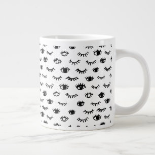 Niedliches Doodle-Eyelash-Muster Jumbo-Tasse
