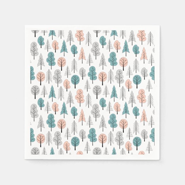 Niedliches Doodle-Forest-Muster Serviette (Vorderseite)