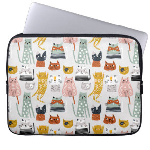 Niedliches Doodle Hand Dragees Katzenmuster Laptopschutzhülle