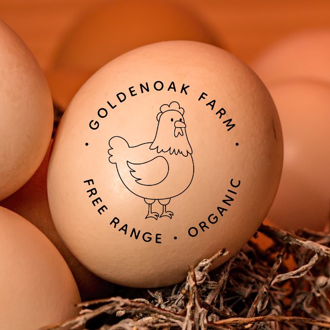 Niedliches Doodle Hühnchen Personalisiert Bauernho Gummistempel (Von Creator hochgeladen)