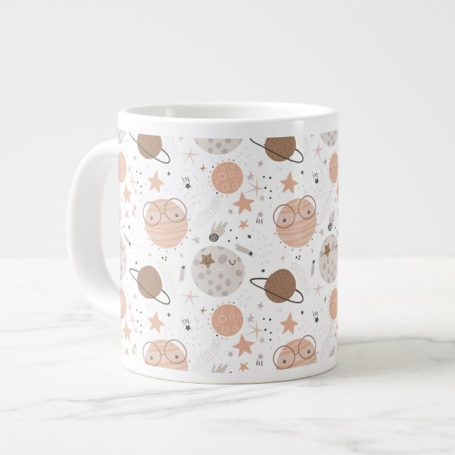 Niedliches Doodle-Planet-Muster Jumbo-Tasse (Vorderseite Links)