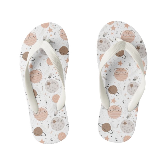 Niedliches Doodle-Planet-Muster Kinderbadesandalen (Fußbett)